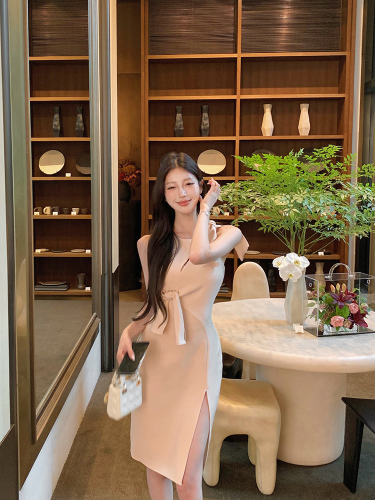 【dress】ノースリーブリボンデートワンピースG22449