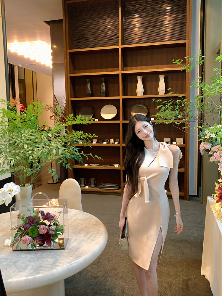 【dress】ノースリーブリボンデートワンピースG22449