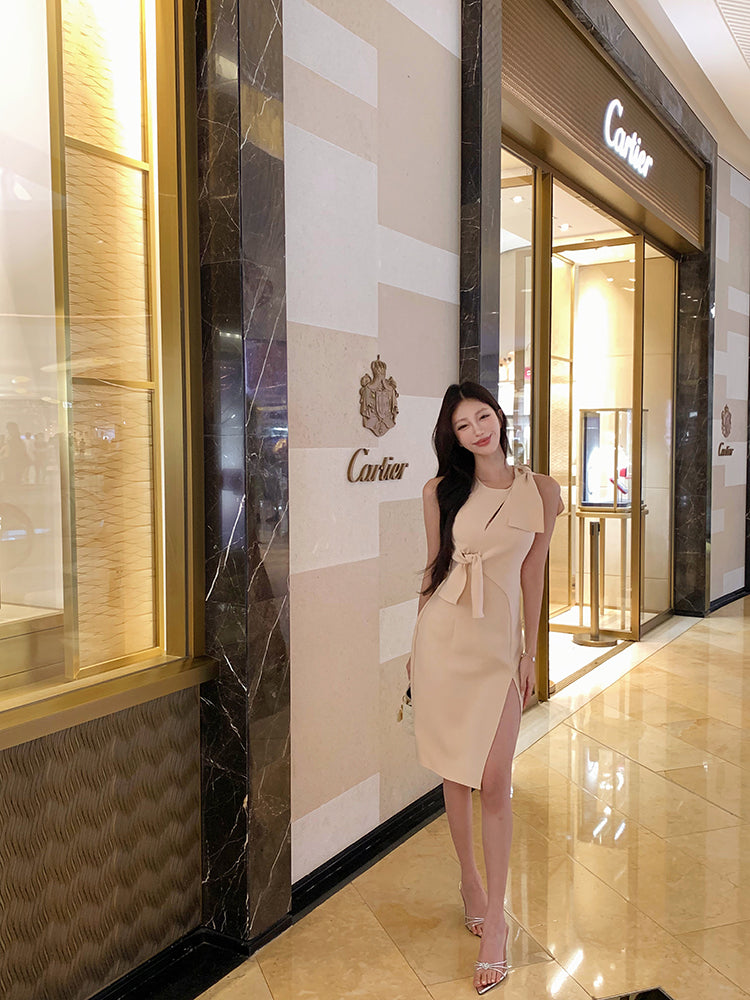 【dress】ノースリーブリボンデートワンピースG22449