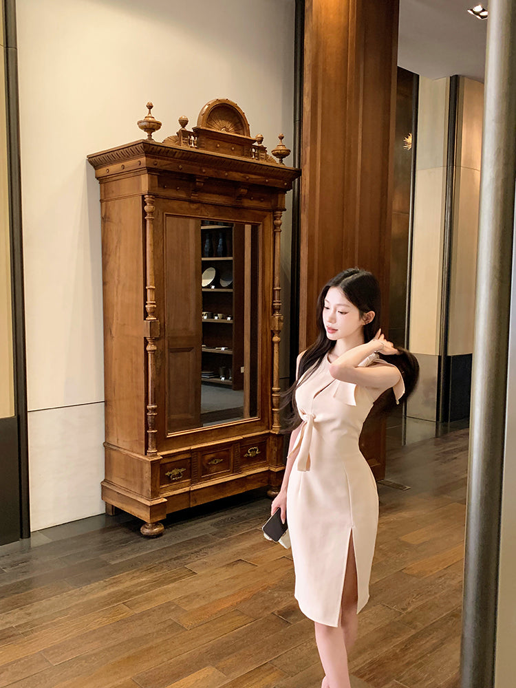 【dress】ノースリーブリボンデートワンピースG22449