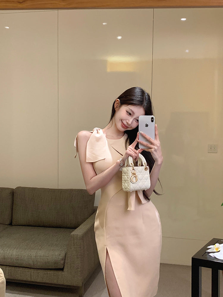 【dress】ノースリーブリボンデートワンピースG22449
