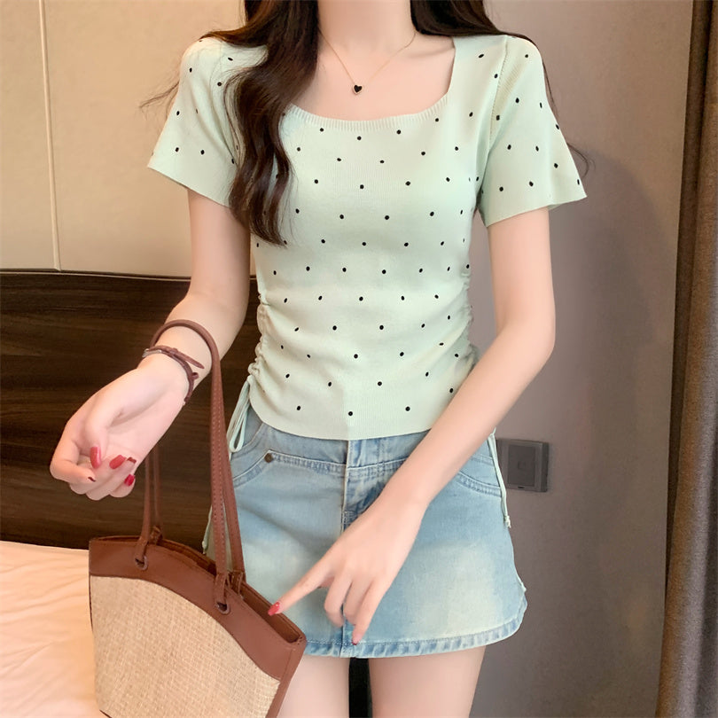 【tops】スクエアネックニットTシャツG22451