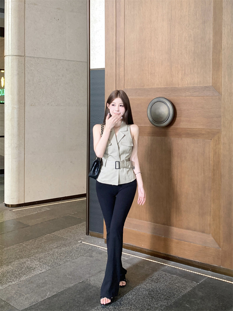 【tops】デザイン折り襟チョッキG22456