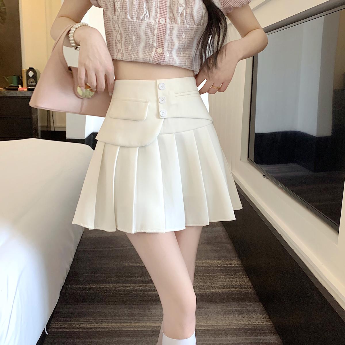 【bottoms】AラインプリーツスカートG22467