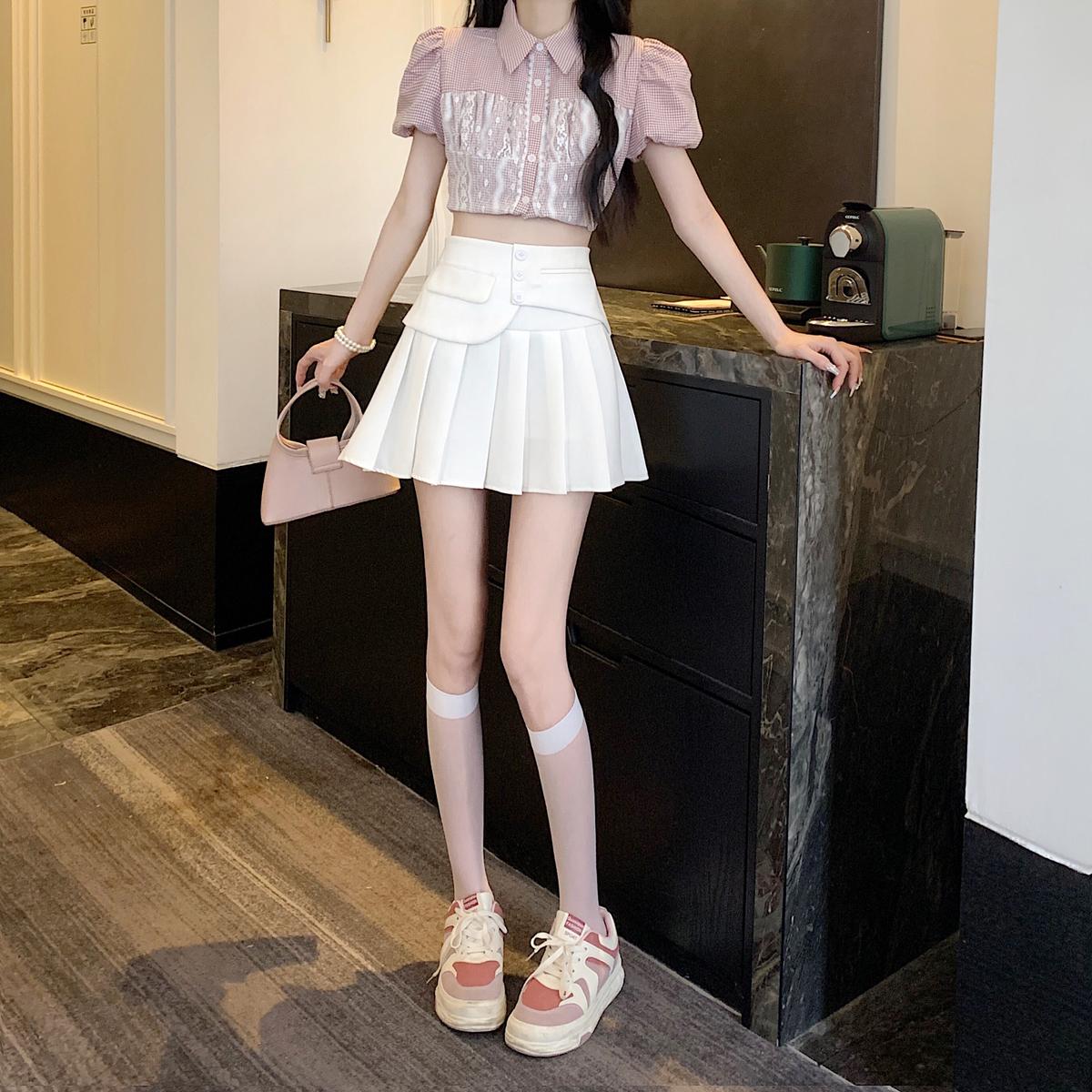 【bottoms】AラインプリーツスカートG22467