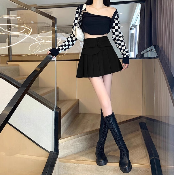 【bottoms】AラインプリーツスカートG22467