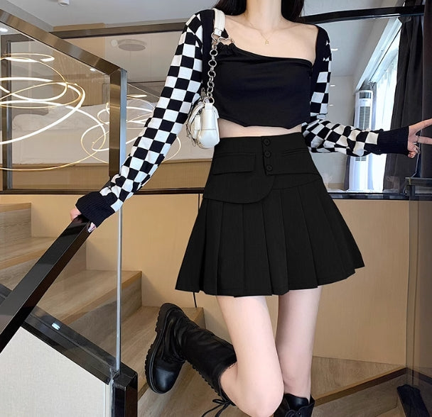 【bottoms】AラインプリーツスカートG22467