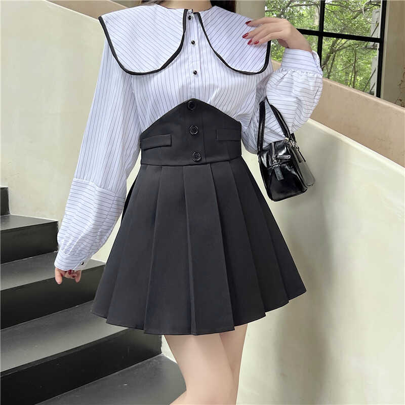 【bottoms】AラインスーツプリーツスカートG22474