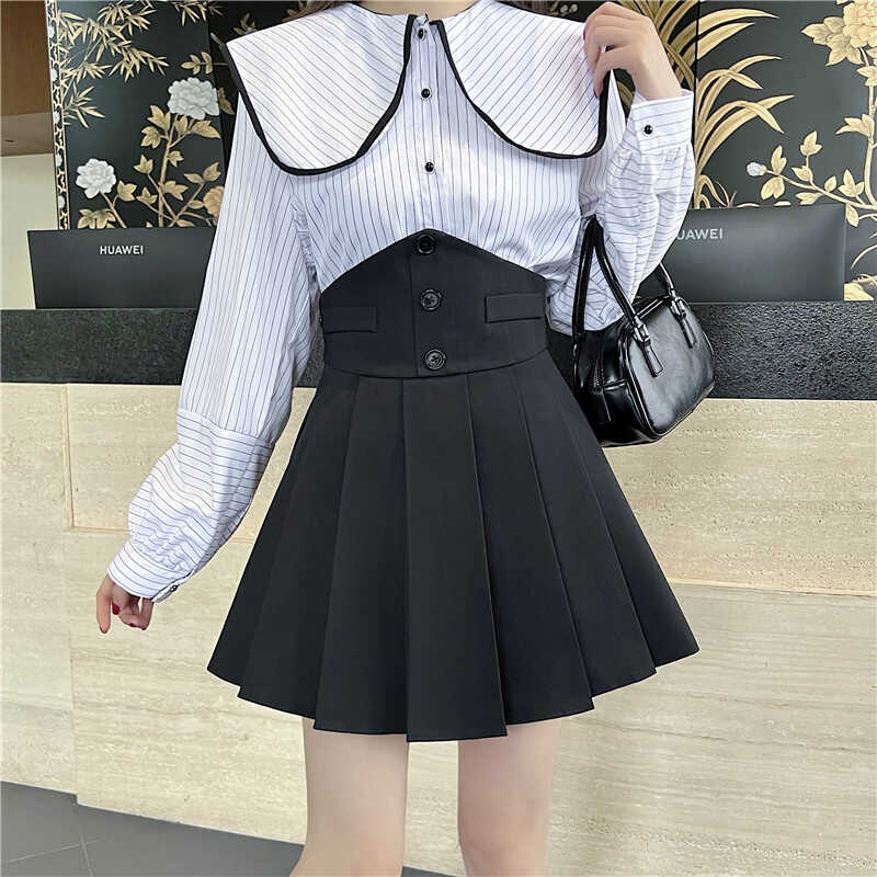 【bottoms】AラインスーツプリーツスカートG22474