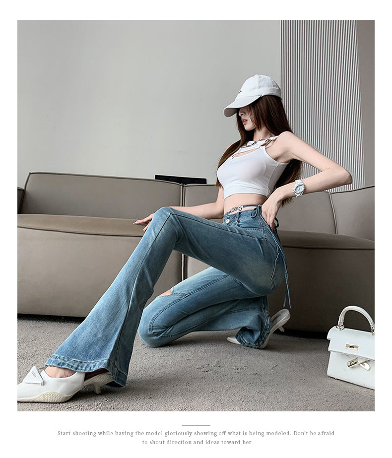 【bottoms】薄手デニムラッパズボンG22479