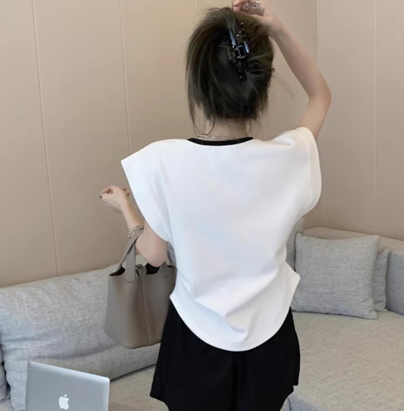 【tops】4色半袖英字柄TシャツF7810