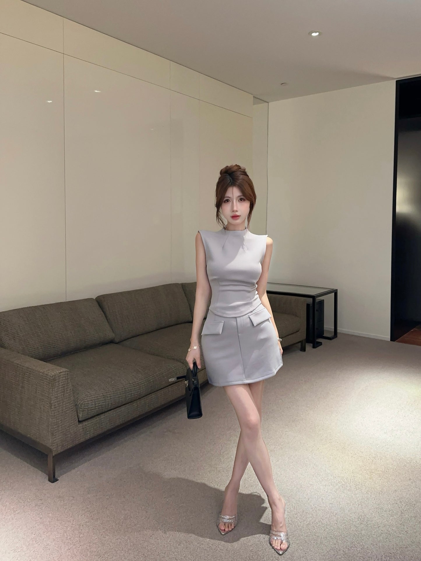 【set】トップス+ハイウエストスカート2点セットG22497