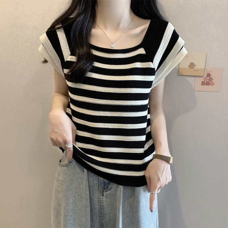 【tops】スクエアネックニットTシャツG22502
