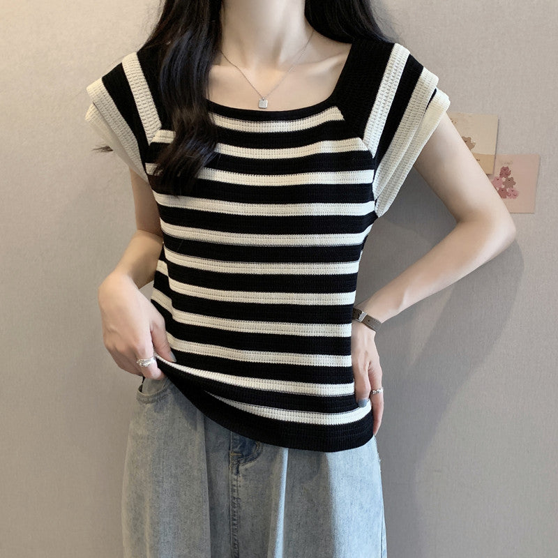 【tops】スクエアネックニットTシャツG22502