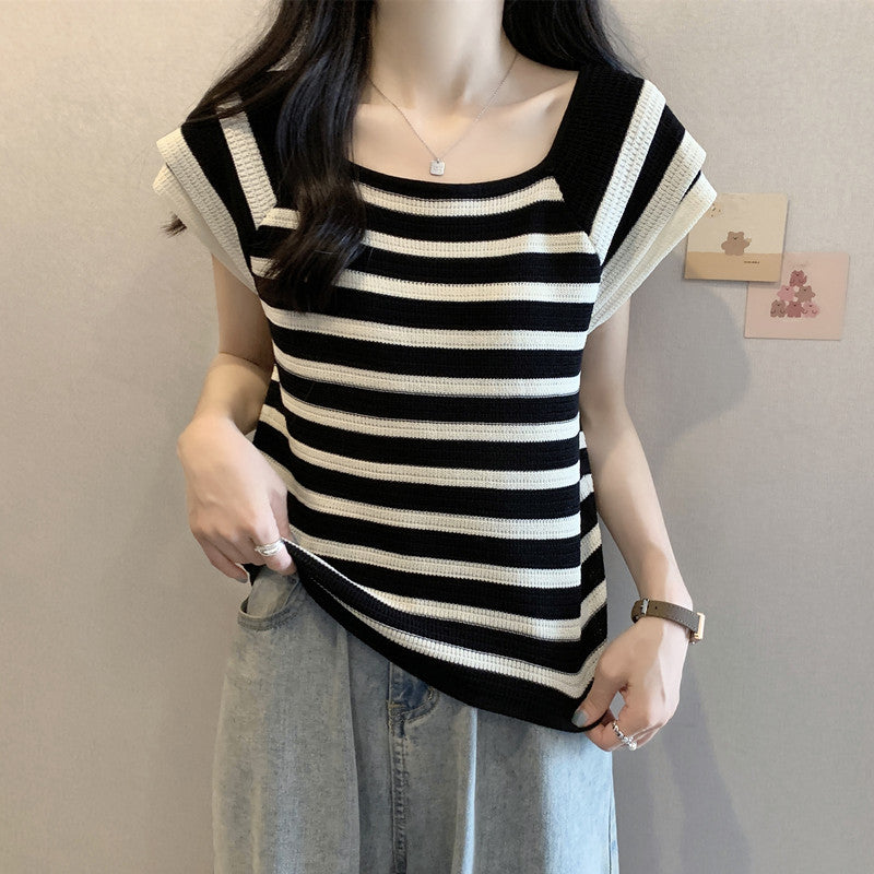 【tops】スクエアネックニットTシャツG22502