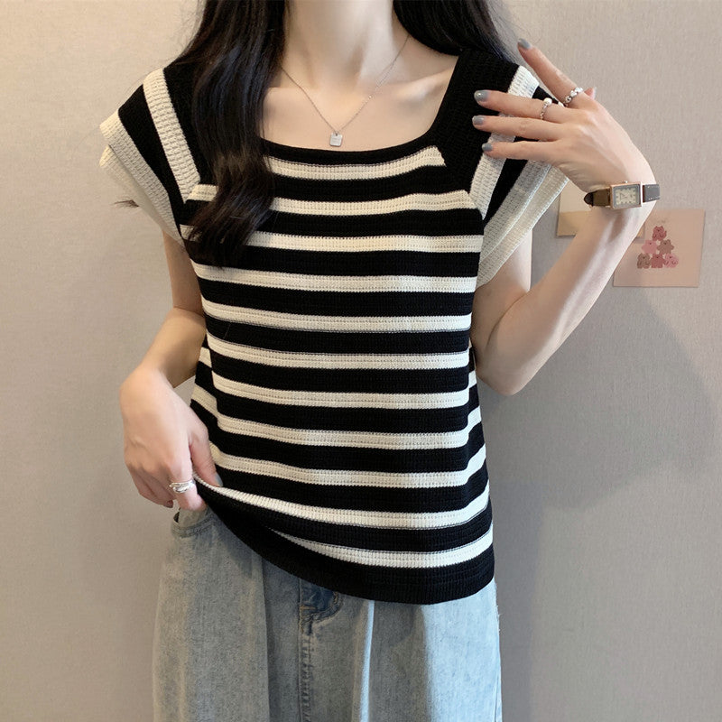 【tops】スクエアネックニットTシャツG22502
