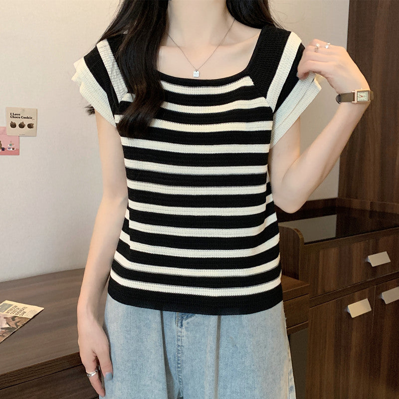 【tops】スクエアネックニットTシャツG22502