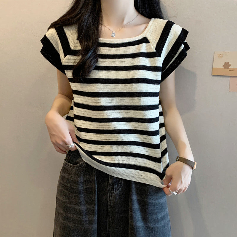 【tops】スクエアネックニットTシャツG22502