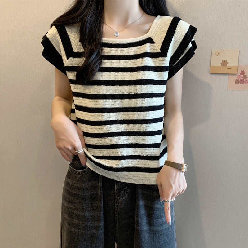 【tops】スクエアネックニットTシャツG22502