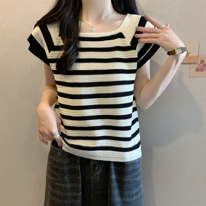 【tops】スクエアネックニットTシャツG22502