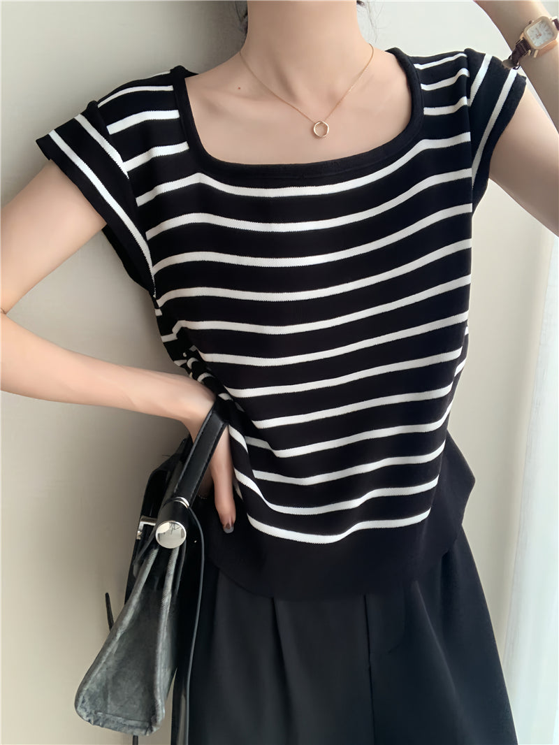 【tops】スクエアネックニットトップスG22503