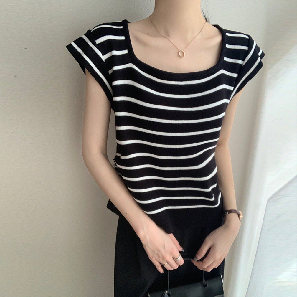 【tops】スクエアネックニットトップスG22503