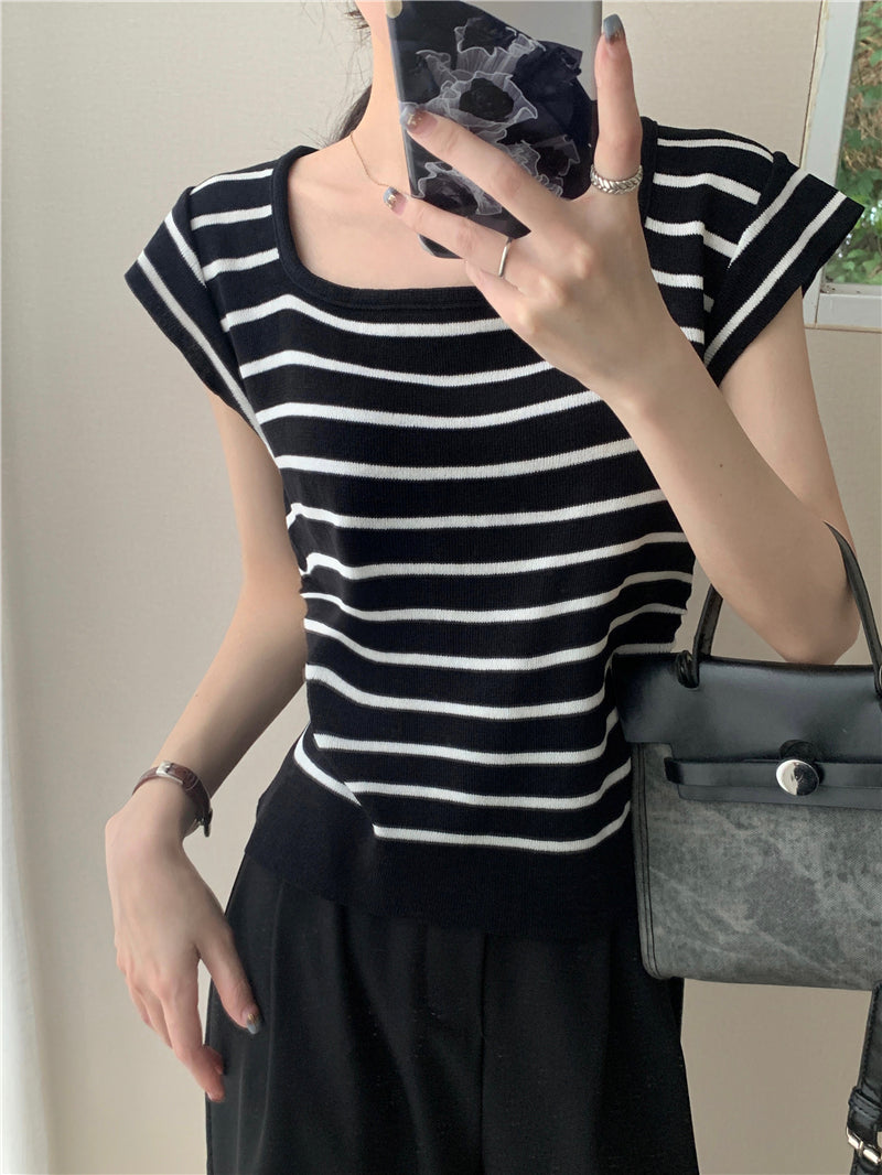 【tops】スクエアネックニットトップスG22503