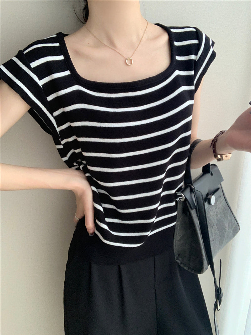 【tops】スクエアネックニットトップスG22503