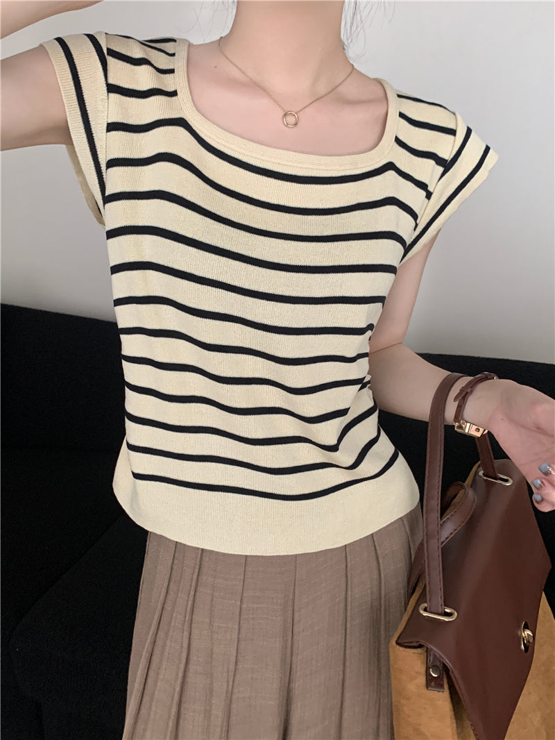 【tops】スクエアネックニットトップスG22503