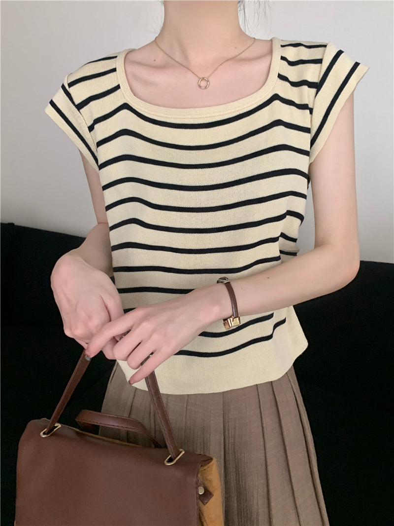 【tops】スクエアネックニットトップスG22503