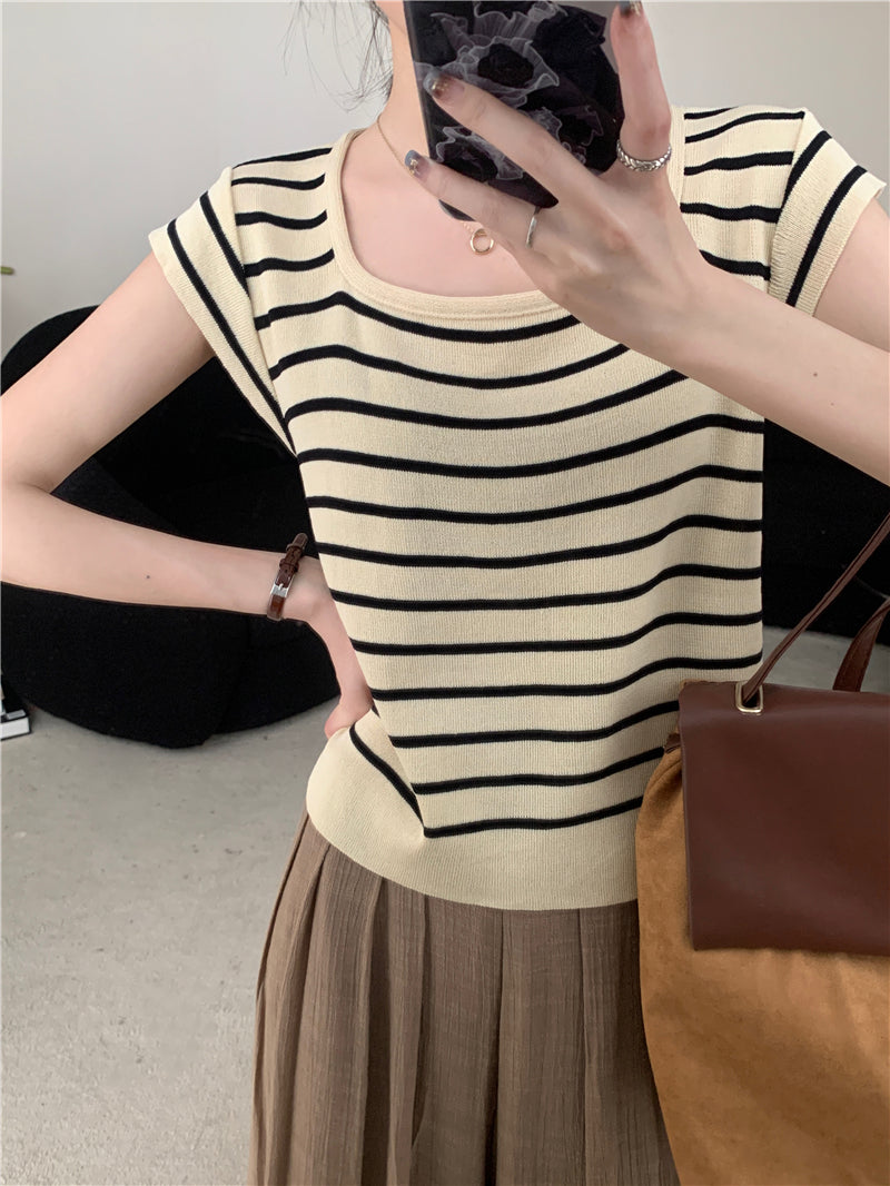 【tops】スクエアネックニットトップスG22503