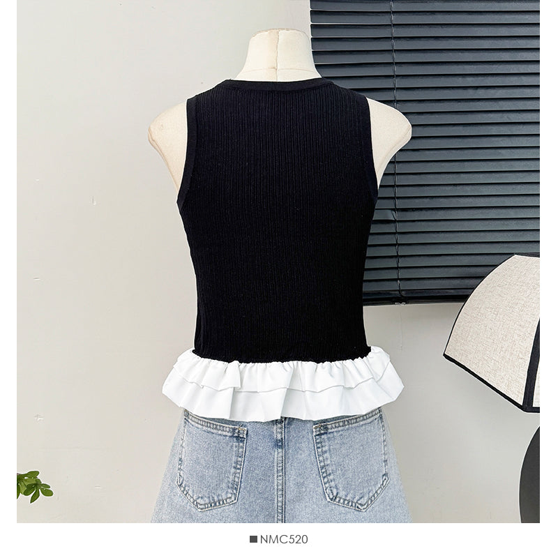 【tops】ノースリーブフリルタンクトップG22506