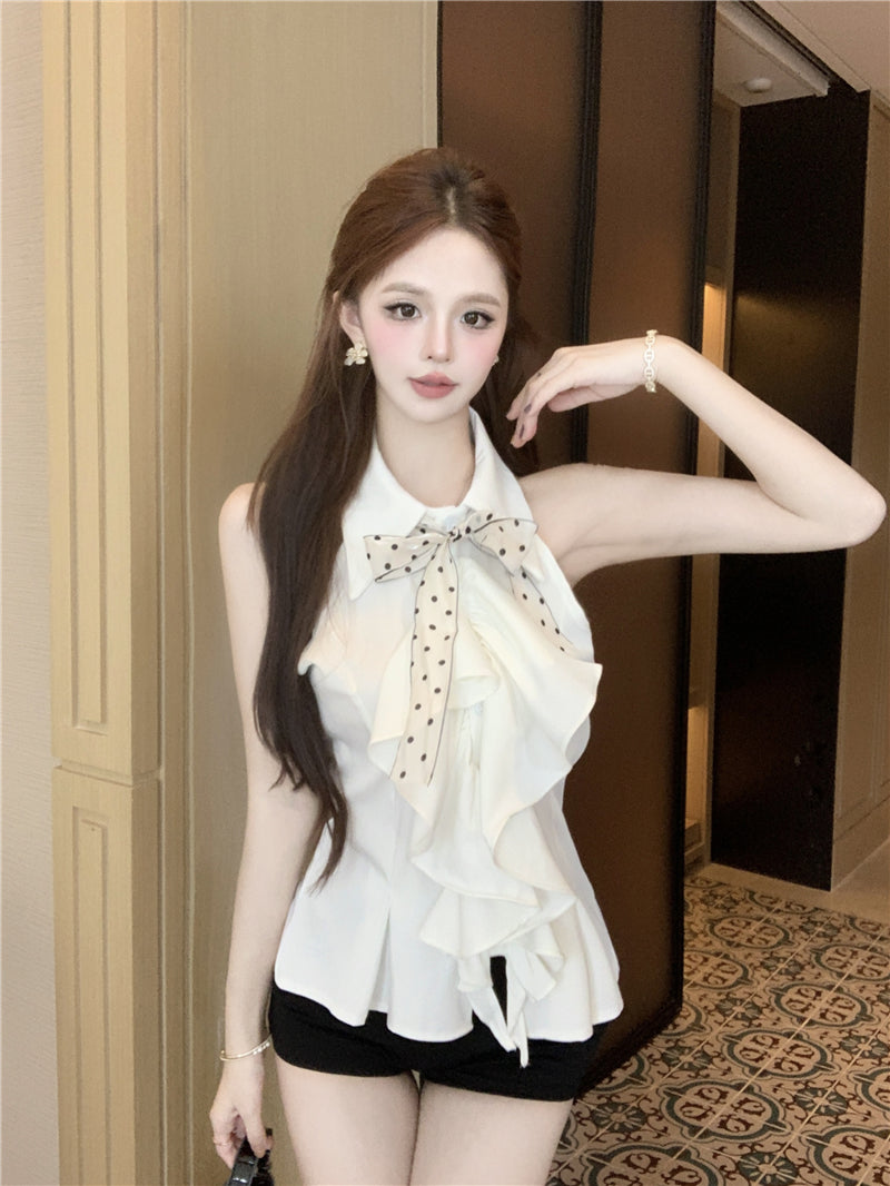【tops】POLOネックノースリーブブラウスG22519