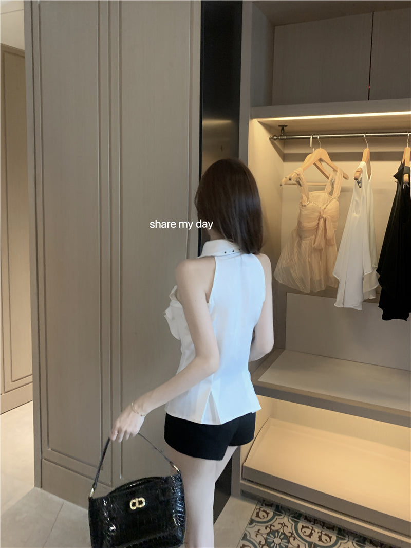 【tops】POLOネックノースリーブブラウスG22519