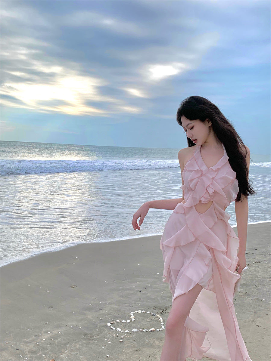 【dress】フリルウエストカットデートキャミワンピースG22526