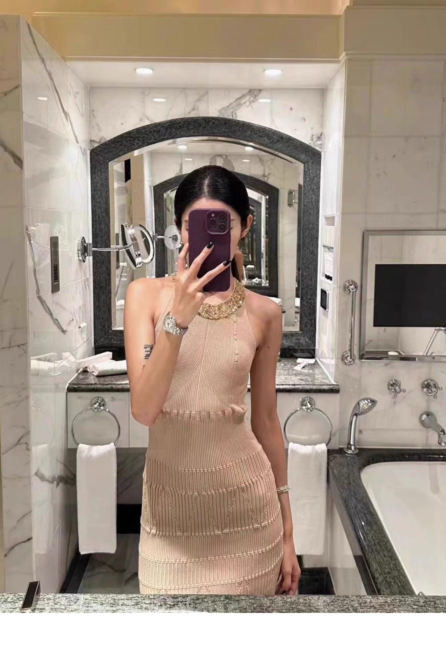 【dress】ホルターネックニットワンピースG22529