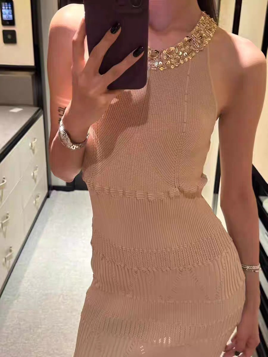 【dress】ホルターネックニットワンピースG22529