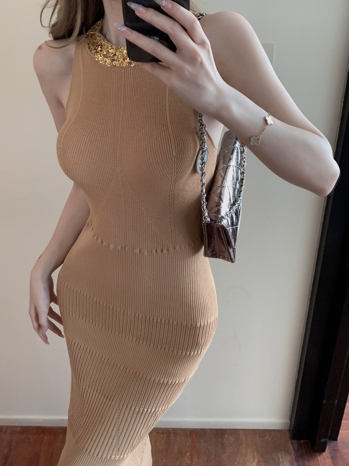 【dress】タイトニットキャミワンピースG22530