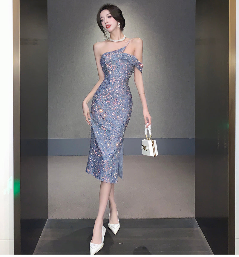 【dress】オフショルダースリットデートワンピースG22531
