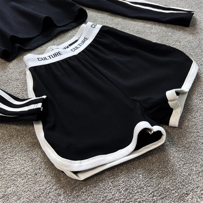 【set】長袖トップス+ショートパンツ2点セットG22552