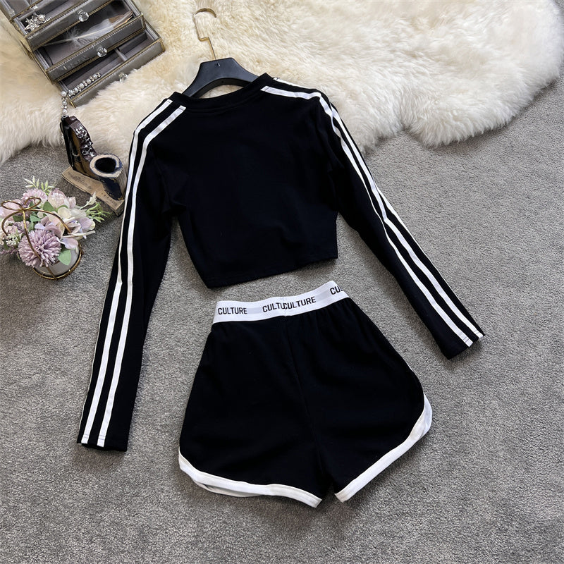 【set】長袖トップス+ショートパンツ2点セットG22552