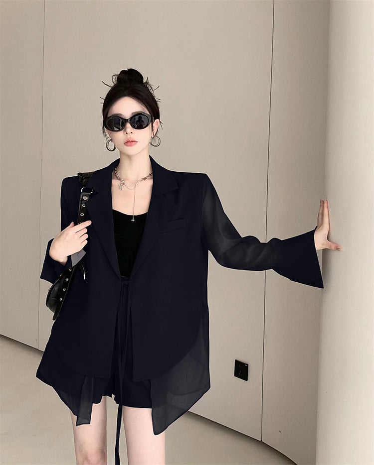 【set】長袖スーツアウター+ショートパンツ2点セットG22553