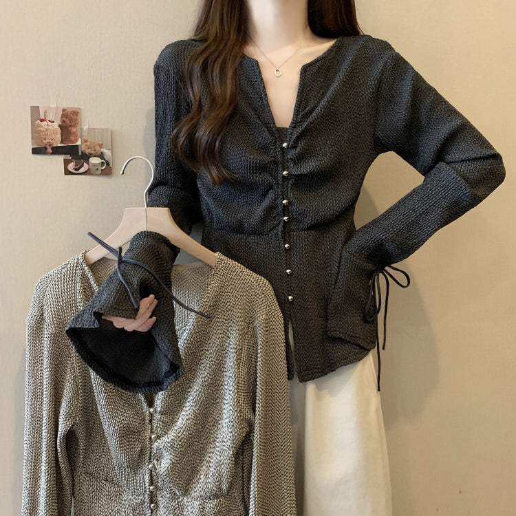 【tops】VネックフレアスリーブブラウスG22558