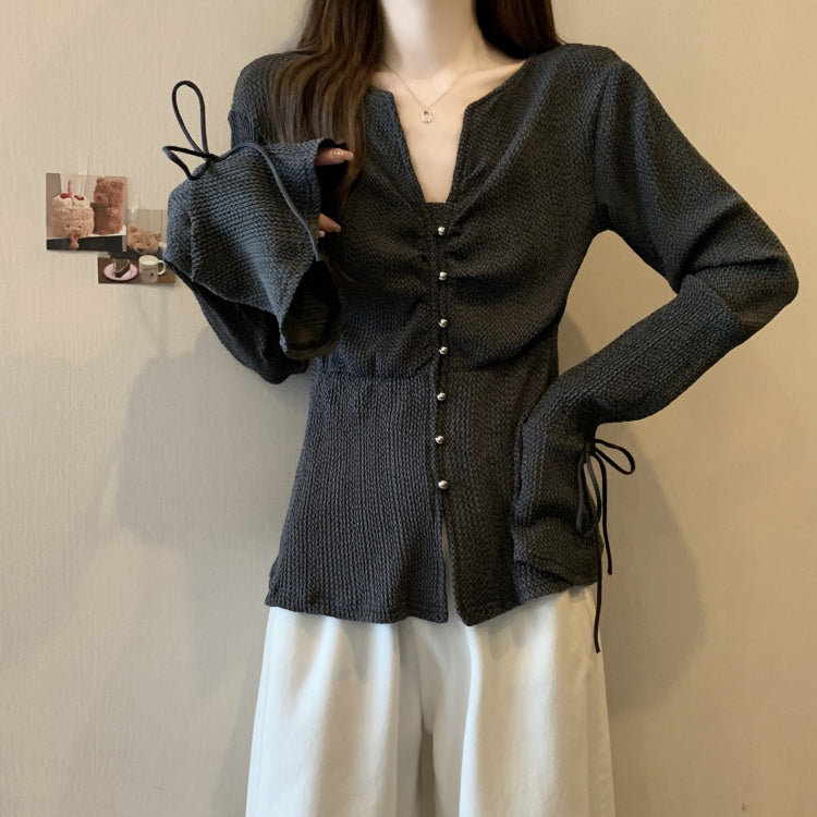 【tops】VネックフレアスリーブブラウスG22558