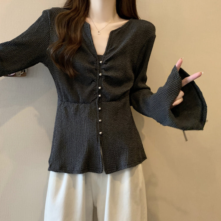 【tops】VネックフレアスリーブブラウスG22558