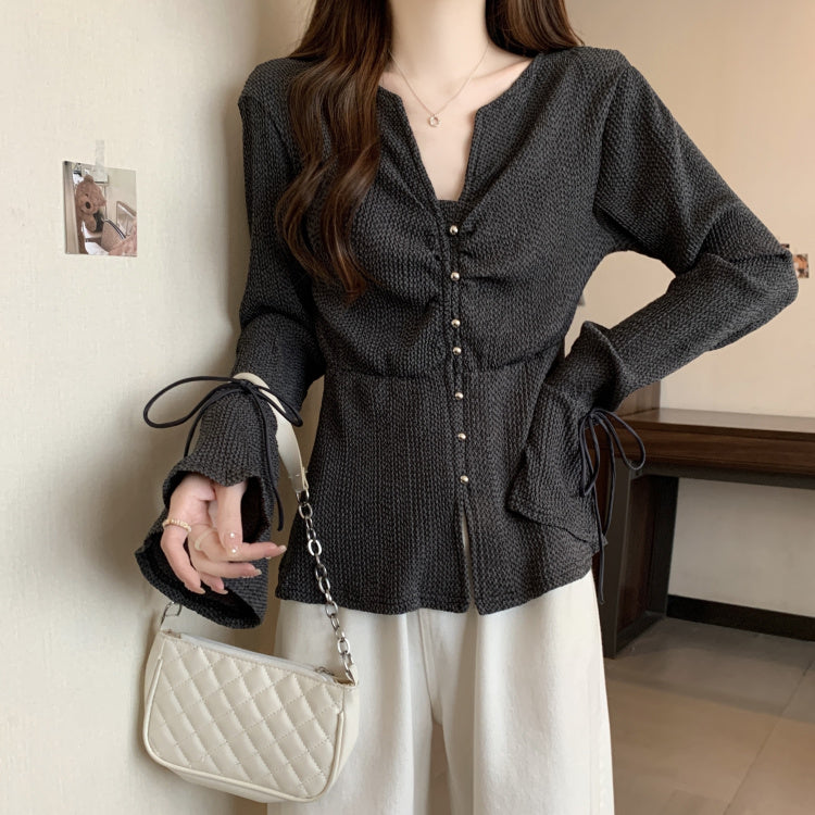 【tops】VネックフレアスリーブブラウスG22558