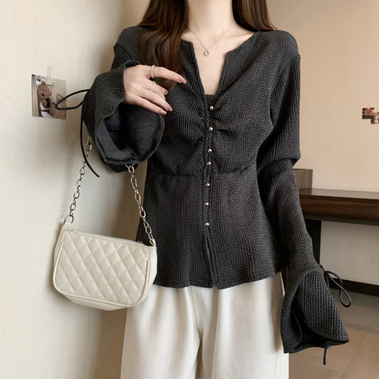 【tops】VネックフレアスリーブブラウスG22558