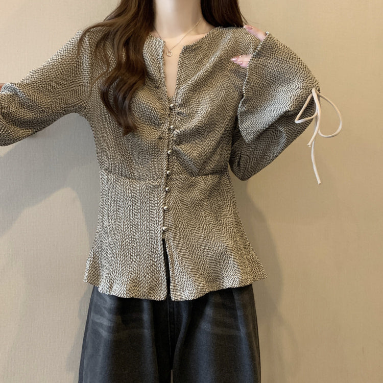 【tops】VネックフレアスリーブブラウスG22558
