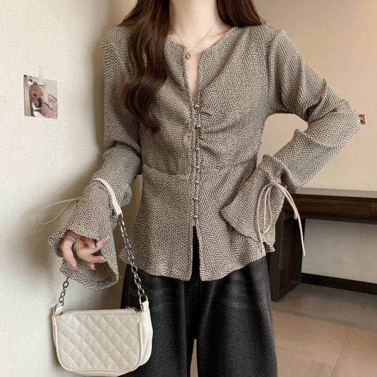 【tops】VネックフレアスリーブブラウスG22558