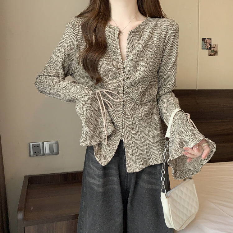 【tops】VネックフレアスリーブブラウスG22558